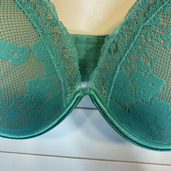 Cacique Bra 42DDD Teal Nude Lace Adjustable Straps Lane Bryant Lingerie Top - Picture 5 of 11